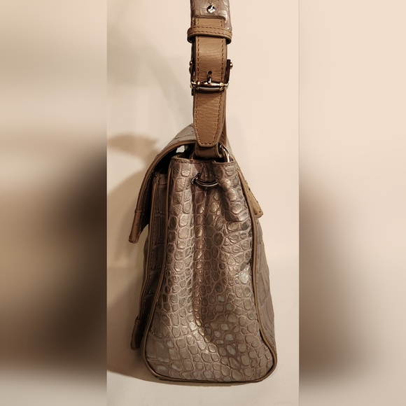 Henri bendel silver gray shoulder bag Satchel crocodile embossed leather - Picture 4 of 6